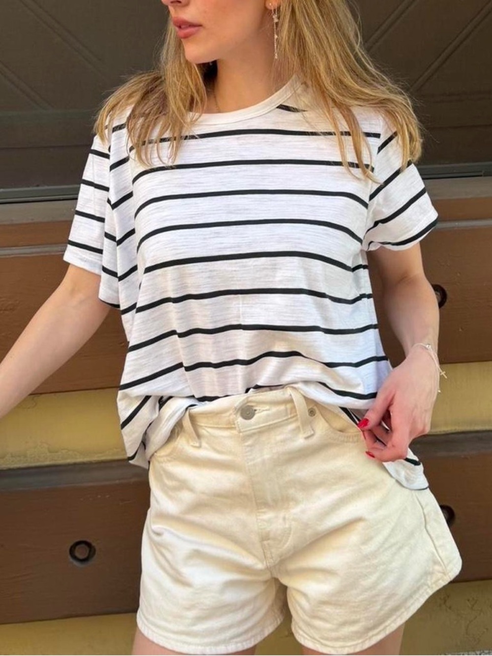 Target Time and Tru white + black striped tee Size XXL #summer
